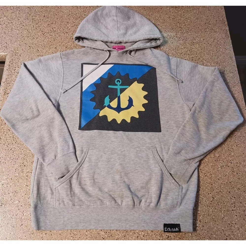 Pink Dolphin HOLIDAY STAMP Anchor Gray Men's Medium Sweatshirt Hoodie